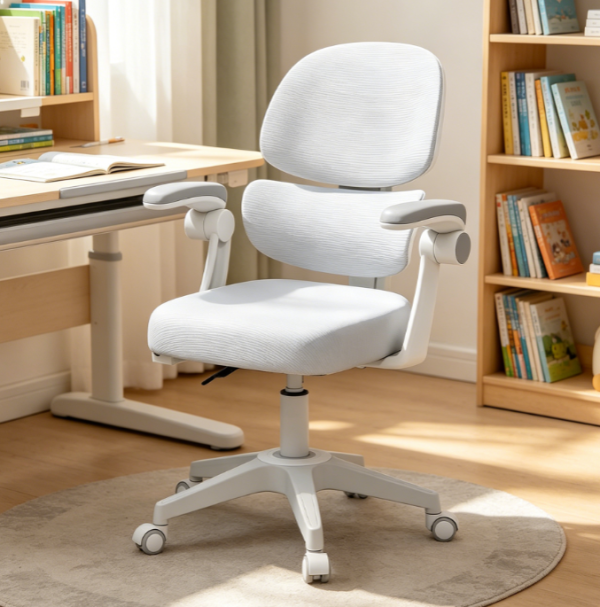 Grey Back Following Children’s Study Chair with Armrest and Sit Lock Casters, Ages 5 13